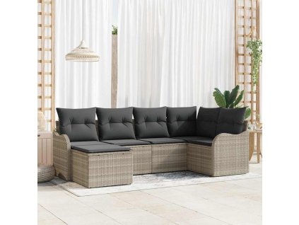 Sada zahradních pohovek 6 pcs Světle šedá Poly ratan 3345772