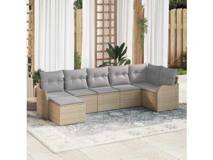 Sada zahradních pohovek 7 pcs Béžová polyratan 3345790