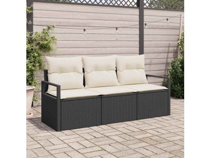 Set pohovek 3 pcs Černá polyratan 3346237