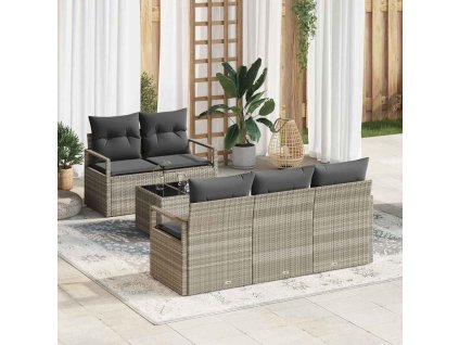 Set pohovek 6 pcs Světle šedá polyratan 3346262