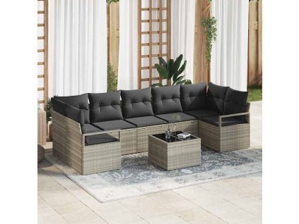 Set pohovek 8 pcs Světlá šedá a tmavá šedá polyratan 3346302