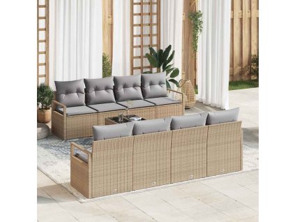 Set pohovek s polštářem 7 pcs Beige a šedá polyratan 3346310