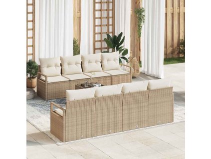 Set pohovek s polštářem 7 pcs Béžová a krémová polyratan 3346311