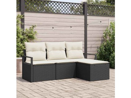 Sada zahradních pohovek 4 pcs Černá Poly ratan 3346327