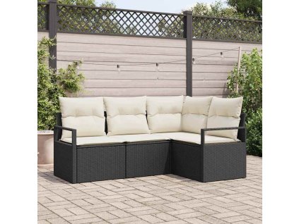 Set pohovek 4 pcs Černá polyratan 3346357