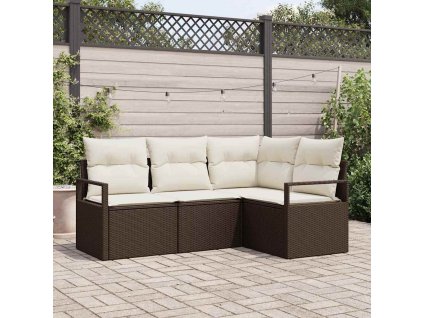 Set pohovek 4 pcs Hnědá polyratan 3346358