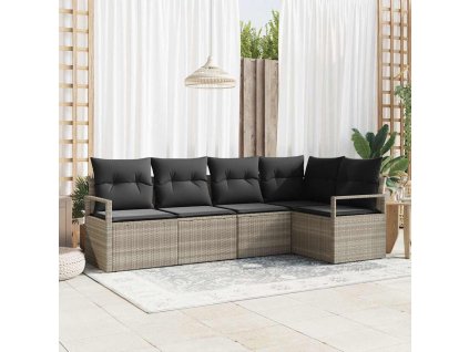 Sada zahradních pohovek 5 pcs Světle šedá Poly ratan 3346382