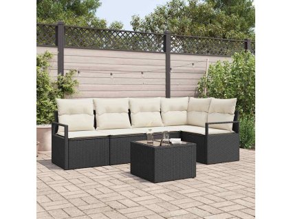 Sada zahradních pohovek 6 pcs Černá Poly ratan 3346387