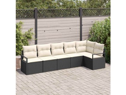 Set pohovek 6 pcs Černá polyratan 3346397