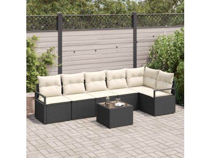 Set pohovek s polštářem 7 pcs Černá polyratan 3346407