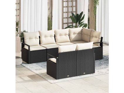 Set pohovek 7 pcs Černá polyratan 3346417