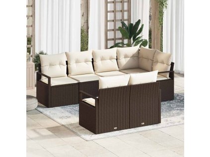 Sada zahradních pohovek 7 pcs Hnědá Poly ratan 3346418