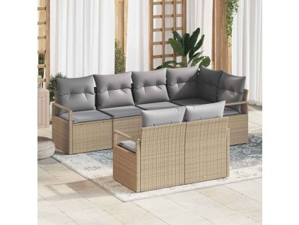 Set pohovek 7 pcs Béžová polyratan 3346420