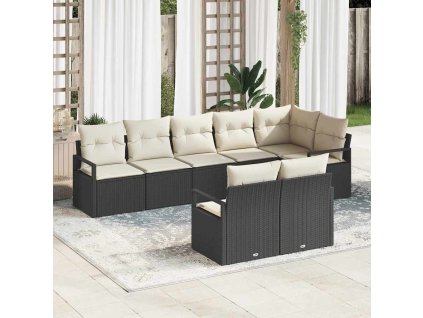 Set pohovek 8 pcs Černá polyratan 3346427