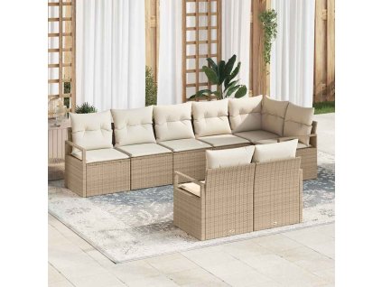 Set pohovek 8 pcs Béžová polyratan 3346431
