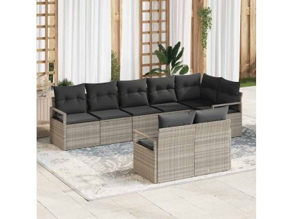 Set pohovek 8 pcs Světle šedá polyratan 3346432