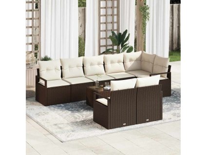 Set pohovek 9 pcs Hnědá polyratan 3346438