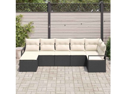 Set pohovek s polštářem 7 pcs Černá polyratan 3346467