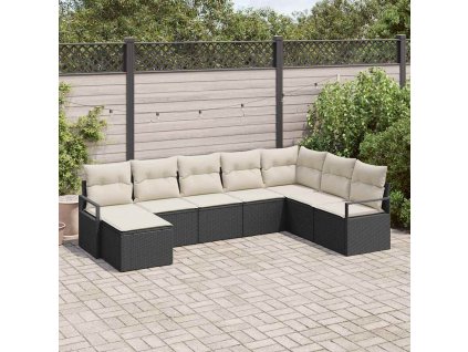 Sada zahradních pohovek 8 pcs Černá Poly ratan 3346497