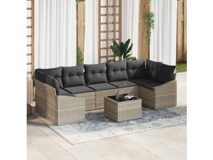 Set pohovek s polštářem Světle šedá 55 x 55 x 37 cm polyratan 3346642