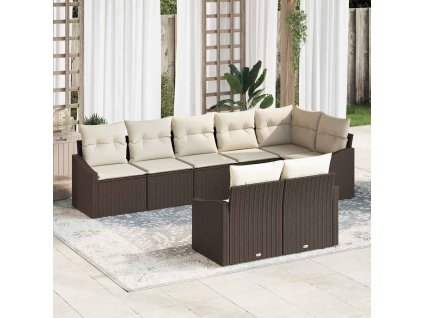 Set pohovek s polštářem 8 pcs Hnědá polyratan 3346768