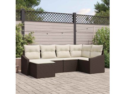 Set pohovek s polštářem 6 pcs Hnědá polyratan 3346788