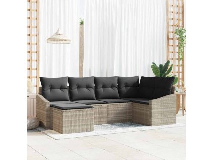 Set pohovek s polštářem 6 pcs Světle šedá polyratan 3346792