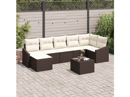 Set pohovek s polštářem 8 pcs Hnědá polyratan 3346818