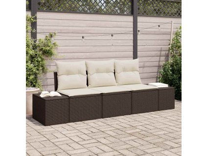 Set pohovek s polštářem 3 pcs Hnědá polyratan 3346918