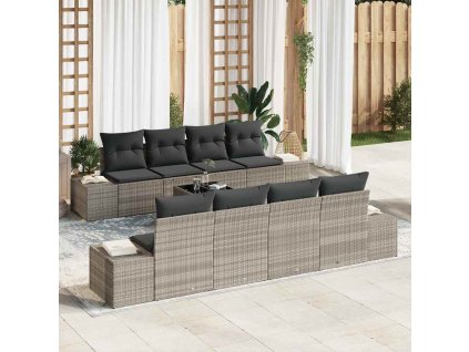 Sada zahradních pohovek s polštářem 7 pcs Světle šedá polyratan 3346992