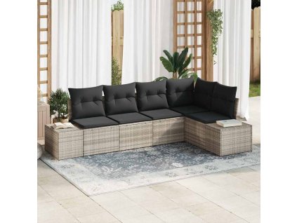 Sada zahradních pohovek 5 pcs Světle šedá polyratan 3347062