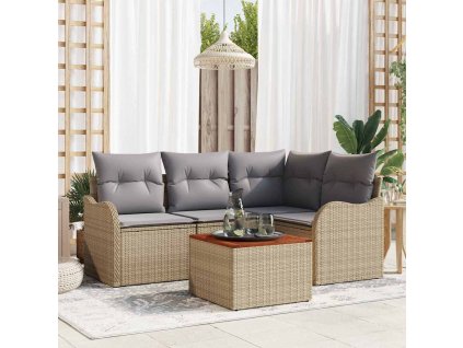 Sada zahradních pohovek 5 pcs Béžová Poly ratan 3347448