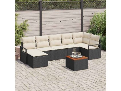 Sada zahradních pohovek s polštářem 8 pcs Černá Poly ratan 3347733