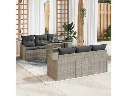 Sada zahradních pohovek 7 pcs Světle šedá Poly ratan 3348388