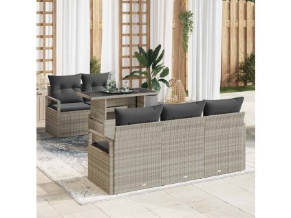 Set pohovek s polštářem 6 pcs Světle šedá polyratan 3348738