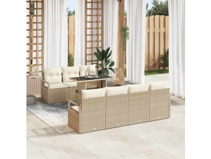 Sada zahradních pohovek 8 pcs Béžová a krémová polyratan 3348767