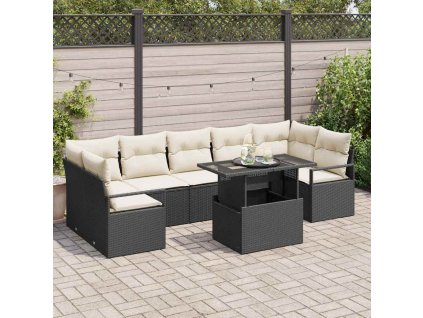 Sada zahradních pohovek 8 pcs Černá a krémová polyratan 3348773