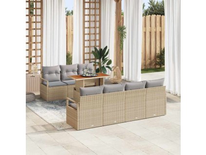 Sada zahradních pohovek s polštářem 8 pcs Beige a šedá 3349671