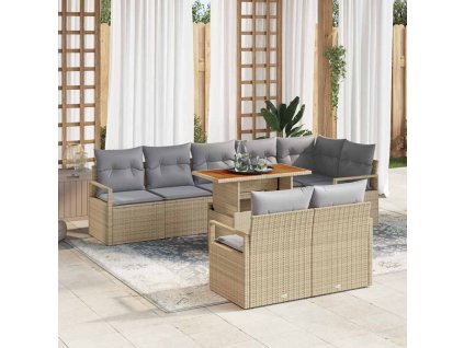 Sada zahradních pohovek s polštářem 9 pcs Beige a šedá 3349727