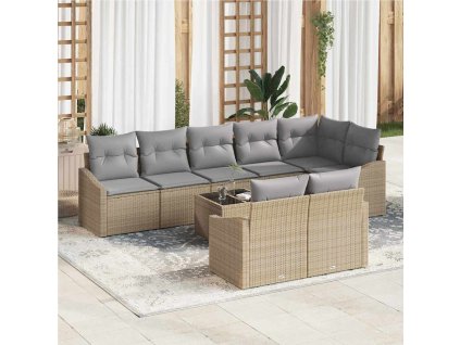 Set pohovek s polštářem 9 pcs Béžová polyratan 3346780