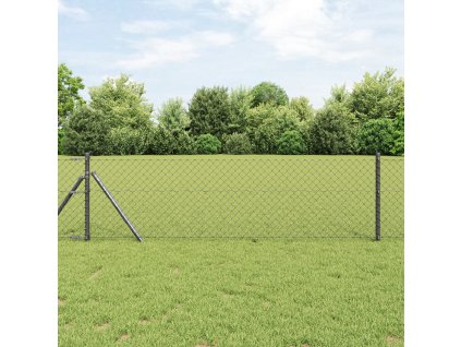 Řetězový plot s 13 sloupky 0.4x25 m Pozinkovaná ocel Šedá 3351110