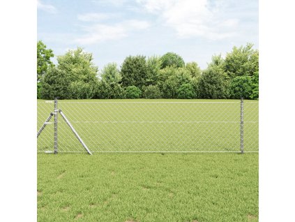 Řetězový plot se 7 sloupky 0.8x10 m Pozinkovaná ocel 3351124