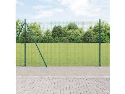 Svařovaný drátěný plot se 7 sloupky se zápichy Zelená 1,4x10 m Ocel 3352411