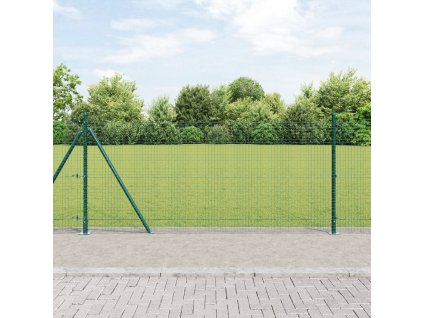 Svařovací drátěný plot s 13 sloupy s přírubou Zelený 1x50 m Ocel 3352473