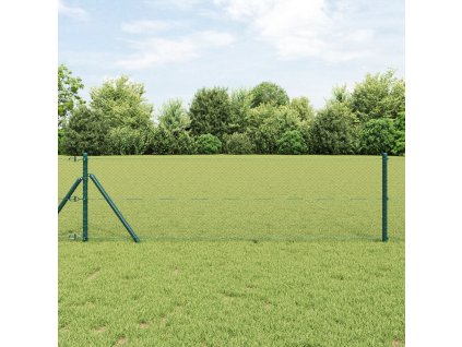 Hexagonální plot vidaXL Zelený 0,5x100 m Ocelový, Sloupky plotu vidaXL 13 ks Zelené Ø32 mm 100 cm Galvanizovaná ocel 3352732
