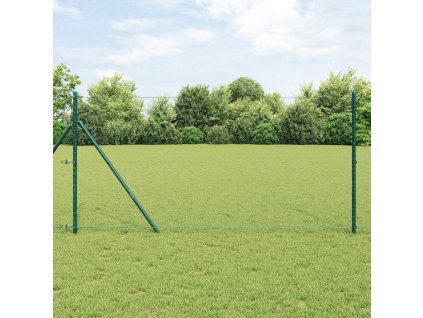 Zelený šestiúhelníkový plot vidaXL 1x100 m Ocel, Plotové sloupky vidaXL 13 ks Zelené Ø32 mm 150 cm Pozinkovaná ocel 3352745