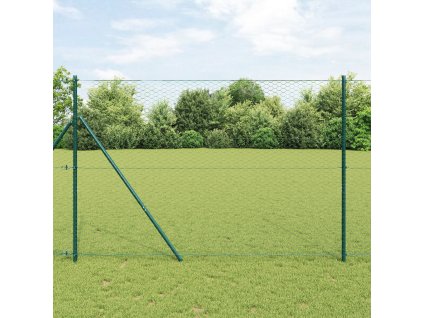 Hexagonový plot Zelený 1,5x100 m Ocel, Sloupky na plot 13 ks Zelené Ø32 mm 200 cm Pozinkovaná ocel 3352756