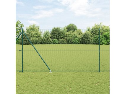 Zelený hexagonální plot vidaXL 1,5x10 m Ocel, Plotové sloupky vidaXL s hrotem 7 ks Ø32 mm 170 cm pozinkovaná ocel 3353072
