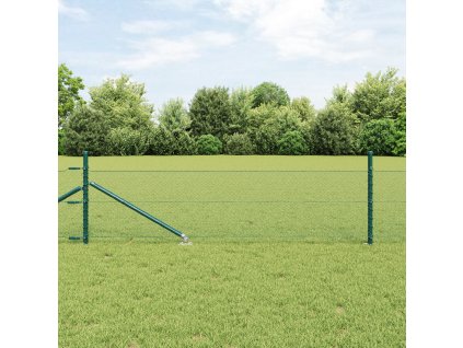 Hexagonální plot vidaXL Zelený 0.5x50 m Ocel, Plotové sloupky vidaXL se hrotem 13 ks Ø32 mm 80 cm pozinkovaná ocel 3353118