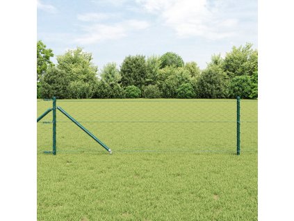 Šestiúhelníkový plot vidaXL Zelený 0.8x50 m Ocel, Plotové sloupky vidaXL se špičkou 13 ks Ø32 mm 100 cm pozinkovaná ocel 3353129